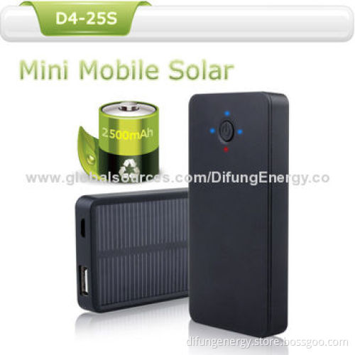 Mini Size 2,500mAh Solar Mobile Phone Charger with CE/RoHS Mark, 98 x 51 x 12mm Size